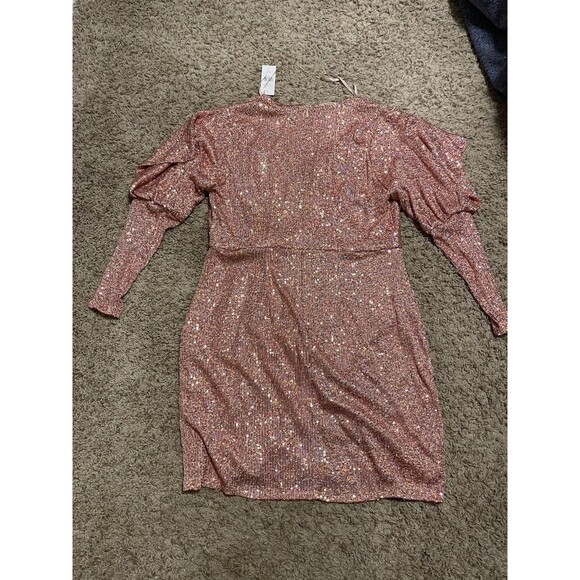 NWT Fashion to Figure Pink Sequined Long Sleeve Dress Size 1X - Picture 6 of 6